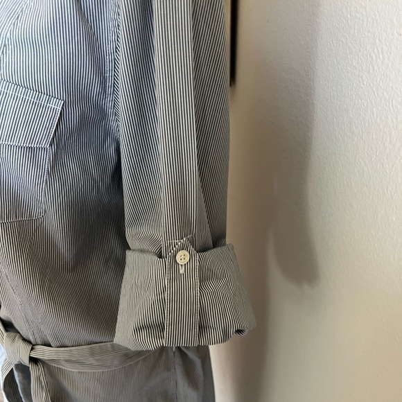 Lands’ End: NEW Women Blue and White Stripe Button Down Shirt Dress. Size 14 - Picture 7 of 10